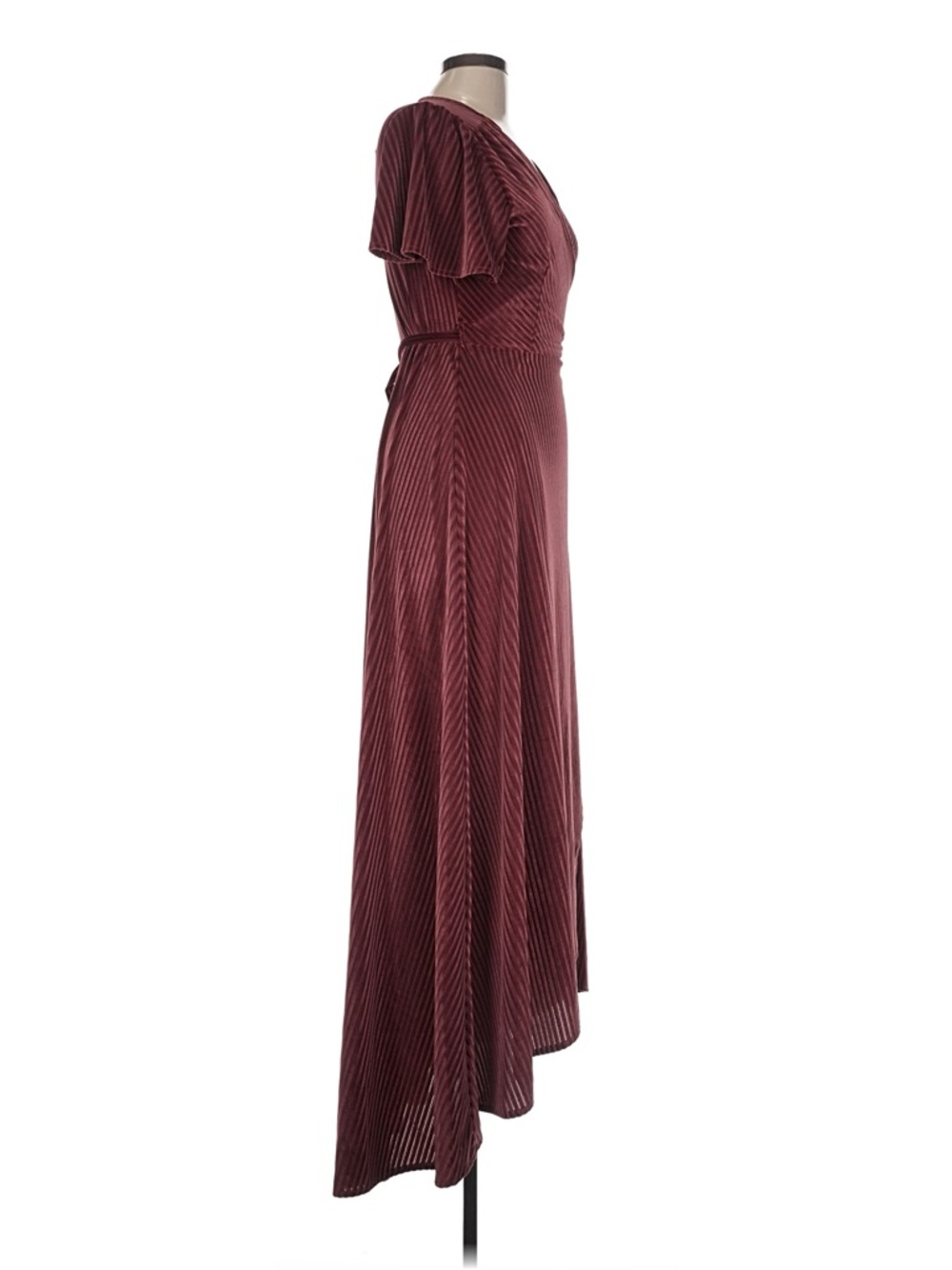 NWT Baltic Born Burgundy Ribbed Velvet Wrap Maxi Dress - Picture 3 of 11